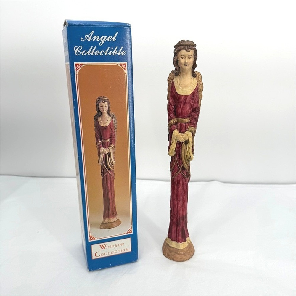 Windsor Collection Angel Collectible Skinny Figurine Red Gold VTG Christmas 12"